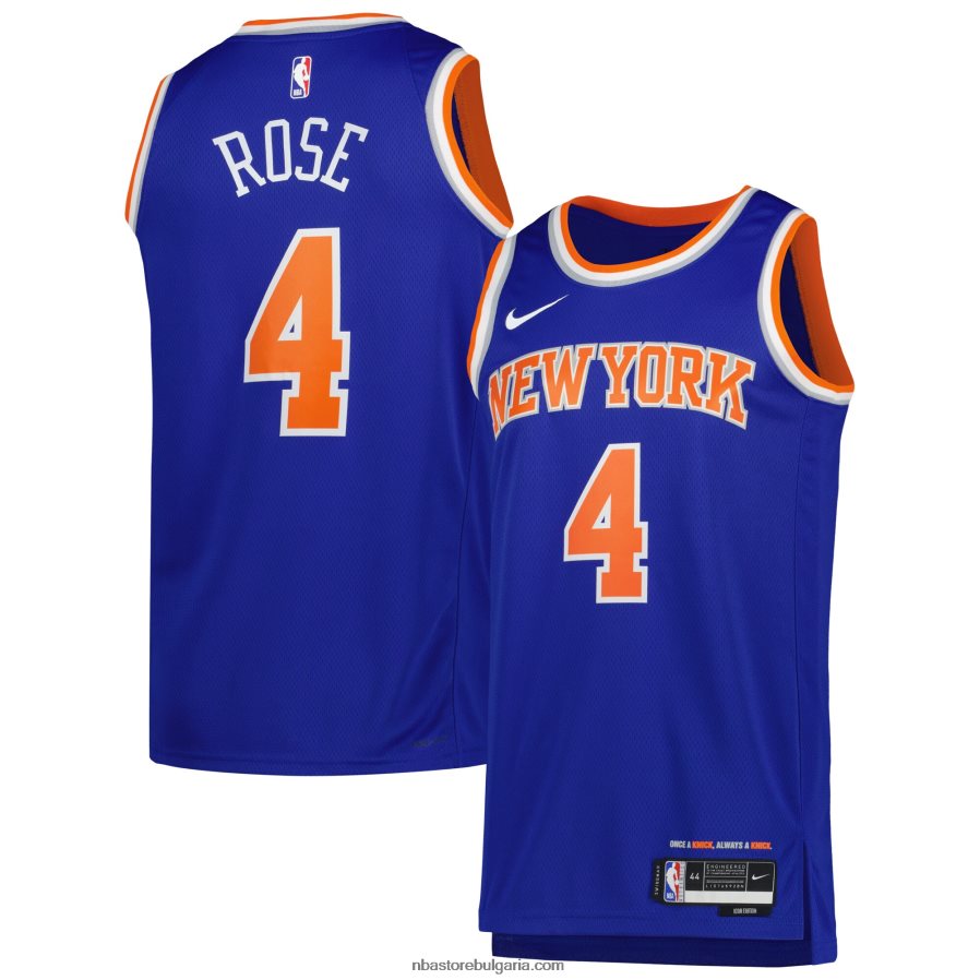 NBA JZ8F026549 Ню Йорк Никс Дерик Роуз Nike Blue Swingman Джърси