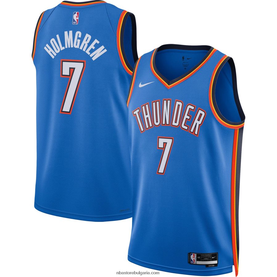 NBA JZ8F027745 oklahoma city thunder chet holmgren nike blue draft first run pick player swingman jersey