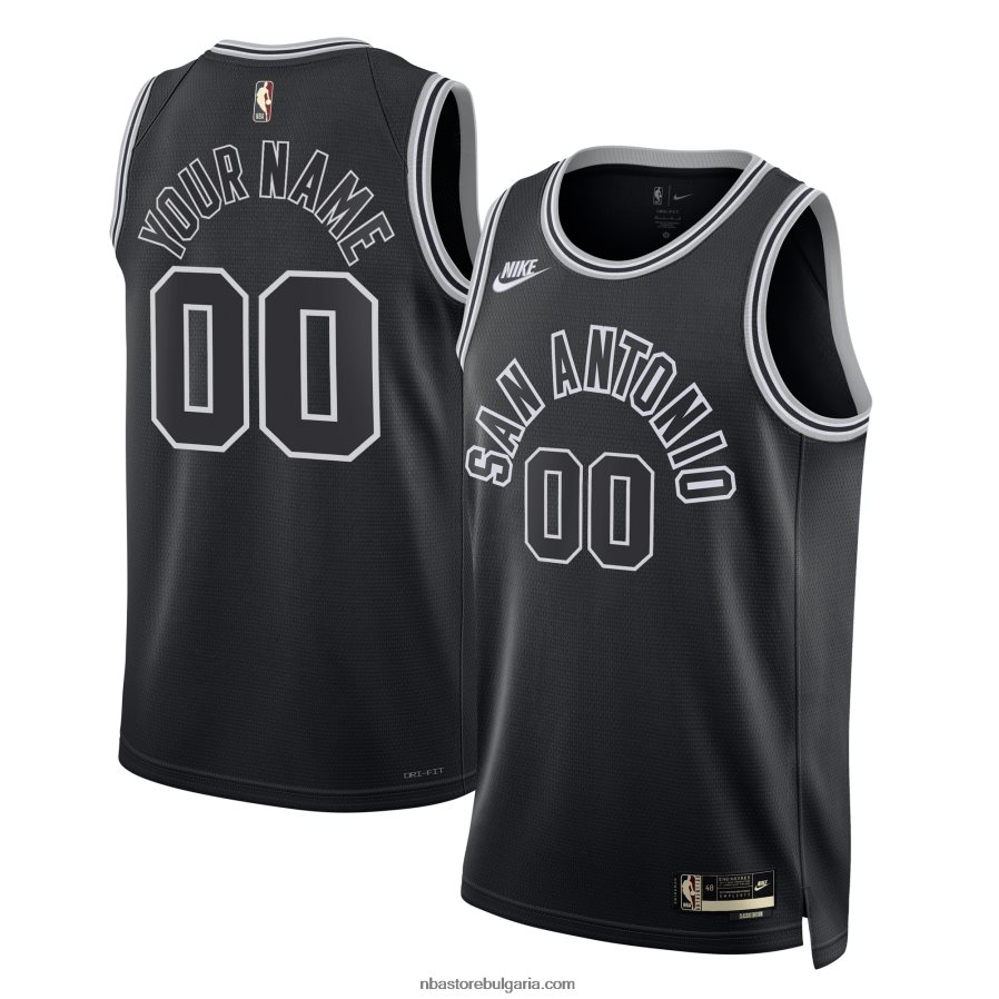 NBA JZ8F021781 san antonio spurs nike черна персонализирана фланелка swingman