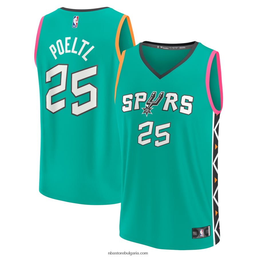 NBA JZ8F027133 сан антонио спърс якоб поелтл тюркоазена фланелка за бърз брейк