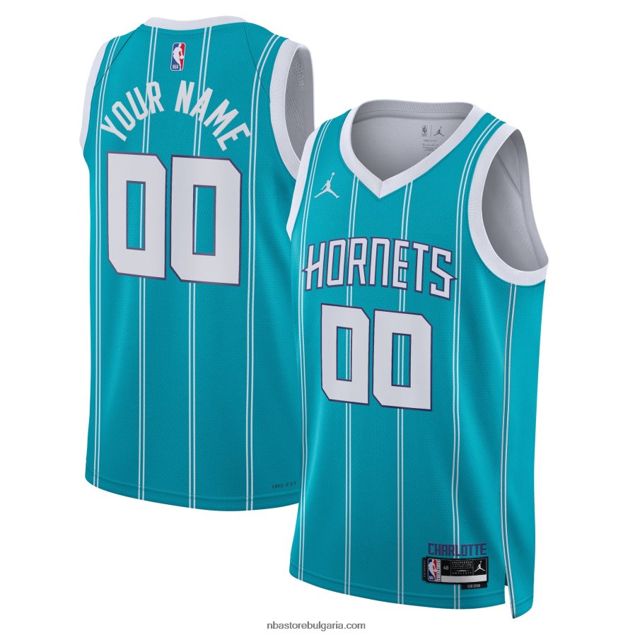 NBA JZ8F025327 charlotte hornets jordan марка teal swingman фланелка по поръчка