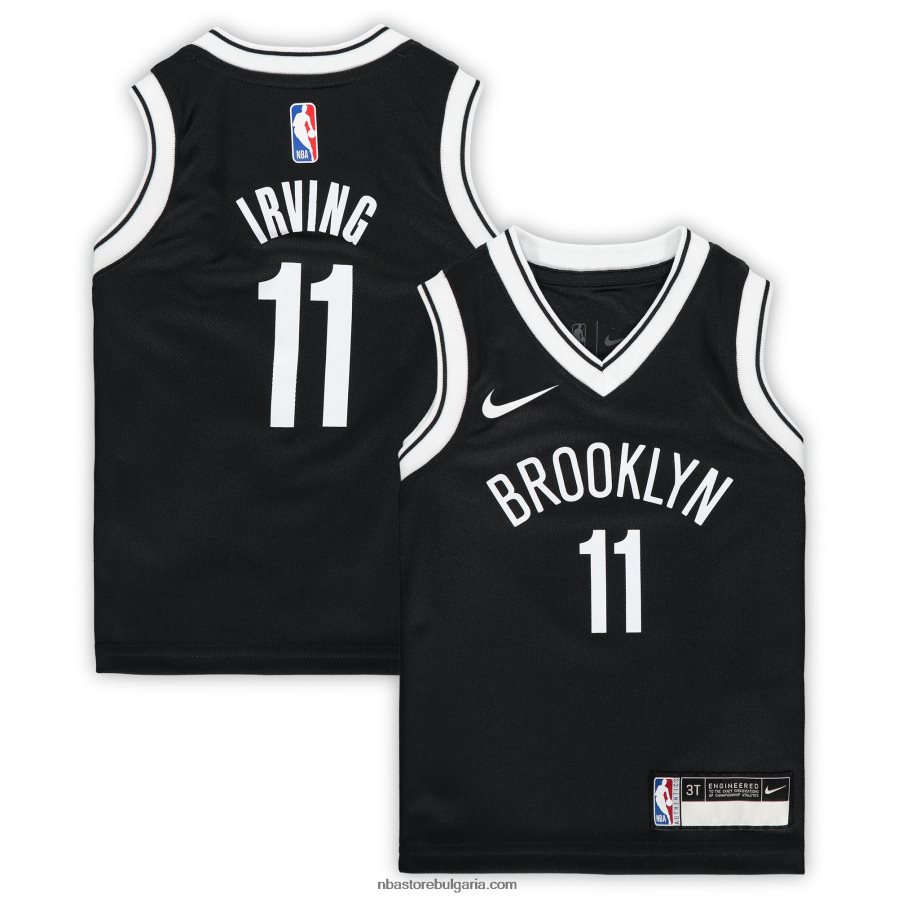 NBA JZ8F0218482 малко дете Бруклин Нетс Кайри Ървинг Черна реплика на фланелка Найк