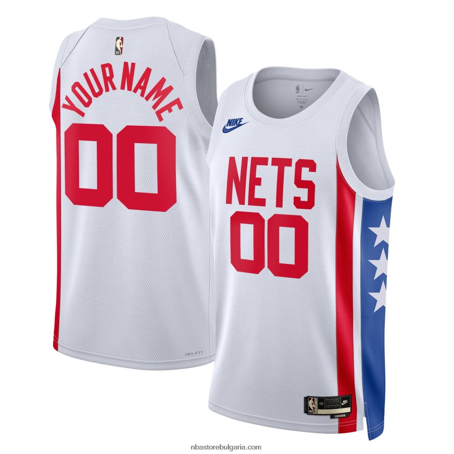 NBA JZ8F02589 бруклин нетс nike бяла персонализирана фланелка swingman