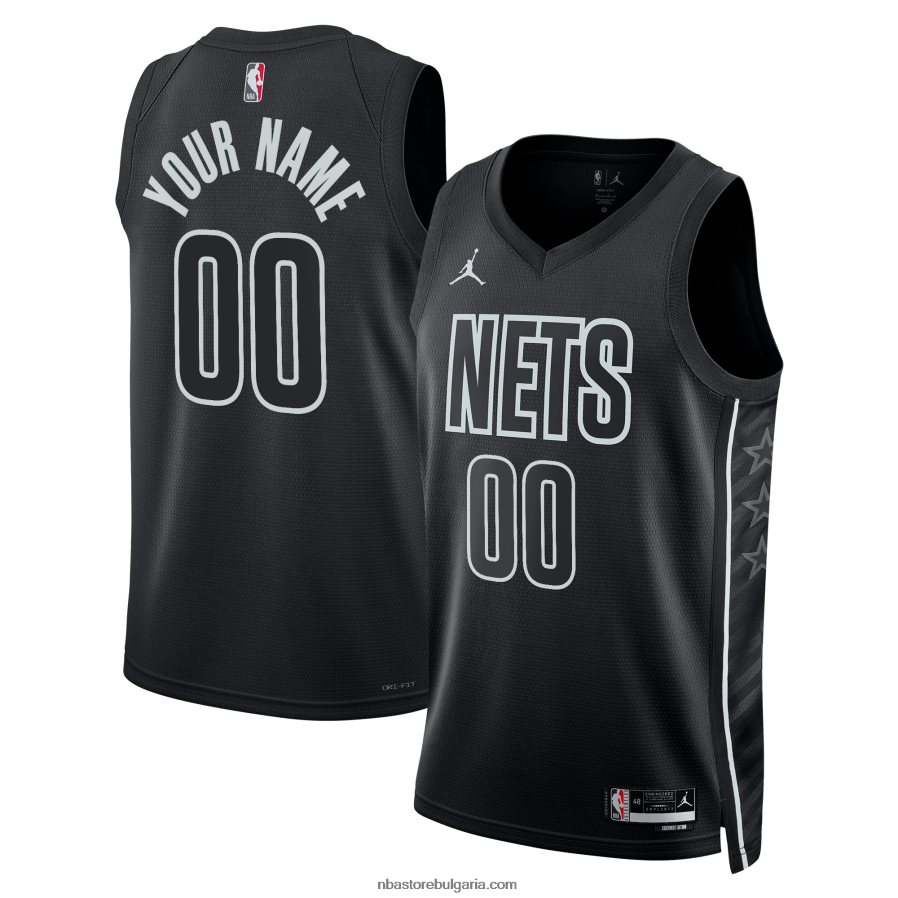 NBA JZ8F02904 Бруклин Нетс Джордън марка черно суингмен фланелка по поръчка