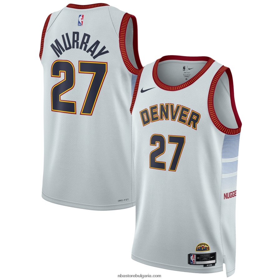 NBA JZ8F02372 denver nuggets jamal murray nike silver swingman jersey