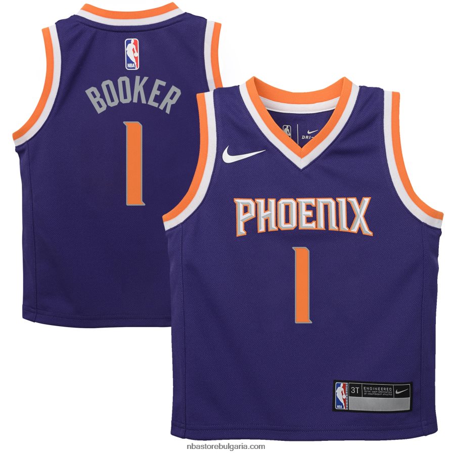 NBA JZ8F0216943 малко дете phoenix suns devin booker лилава реплика на фланелка nike