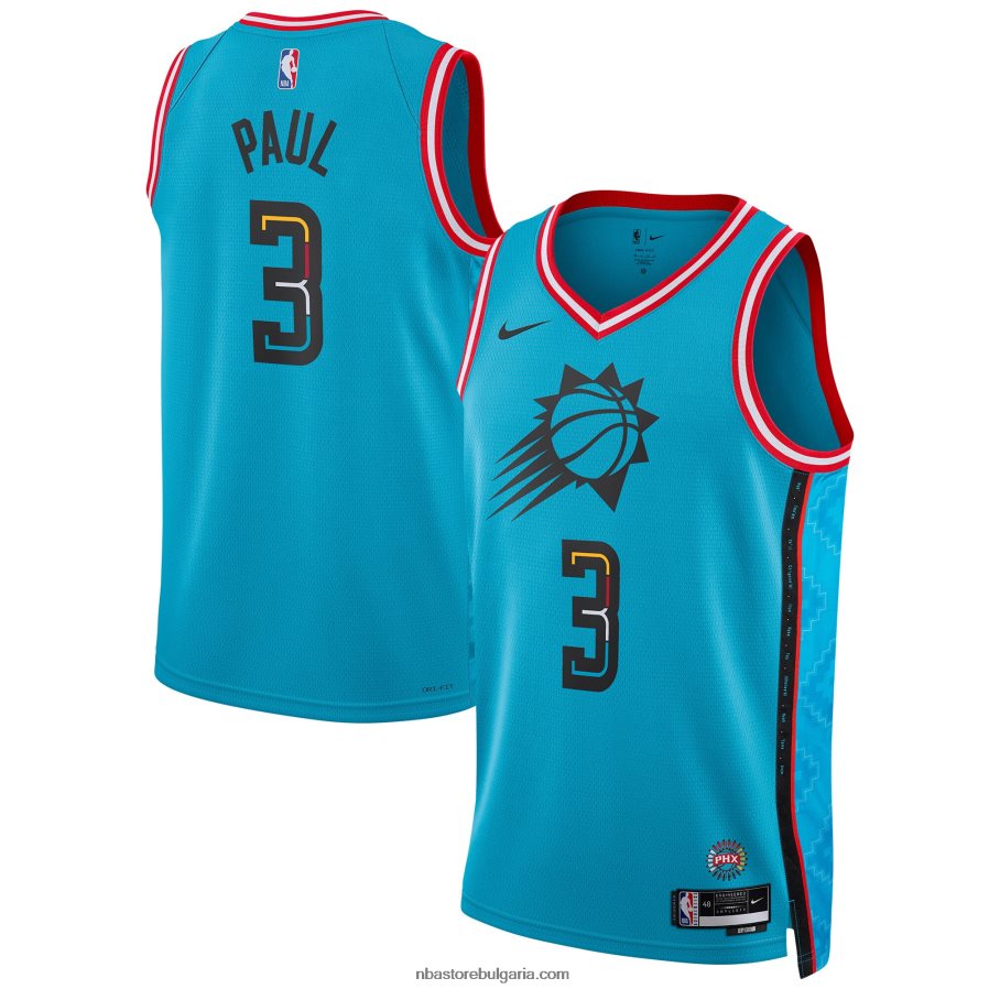 NBA JZ8F02627 phoenix suns chris paul nike тюркоазена фланелка swingman