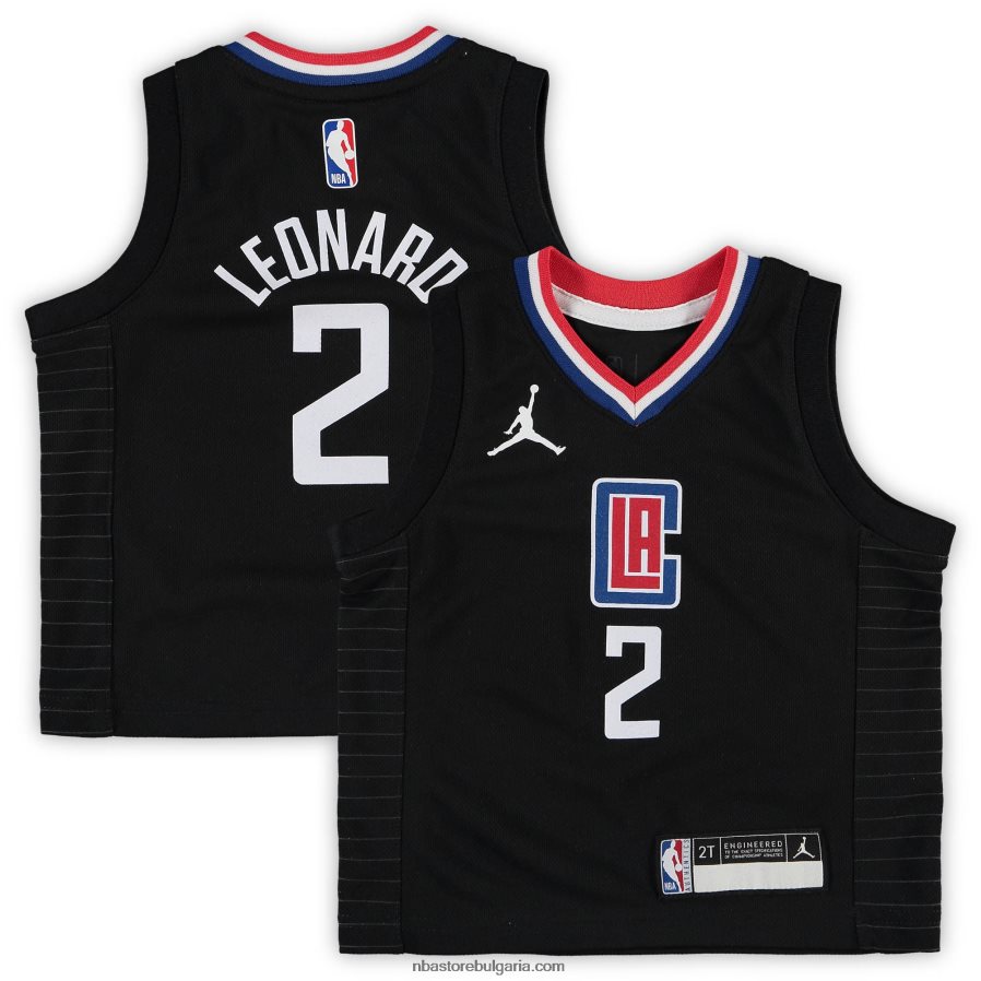 NBA JZ8F0216879 черна фланелка на марката toddler la clippers kawhi leonard jordan