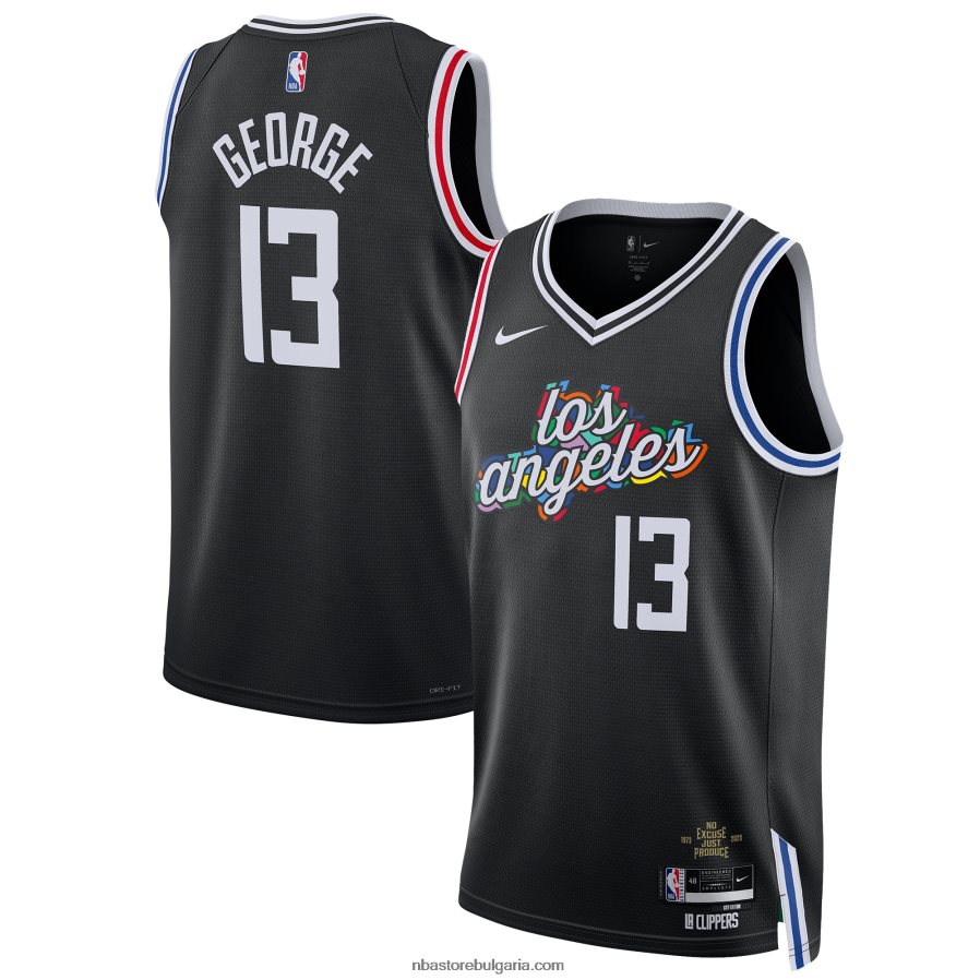 NBA JZ8F027456 la clippers paul george nike черна фланелка swingman