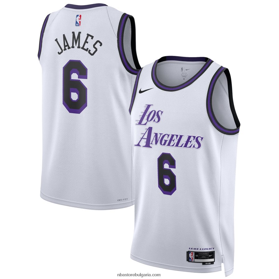 NBA JZ8F0275 лос анджелис лейкърс леброн джеймс nike бяла фланелка swingman