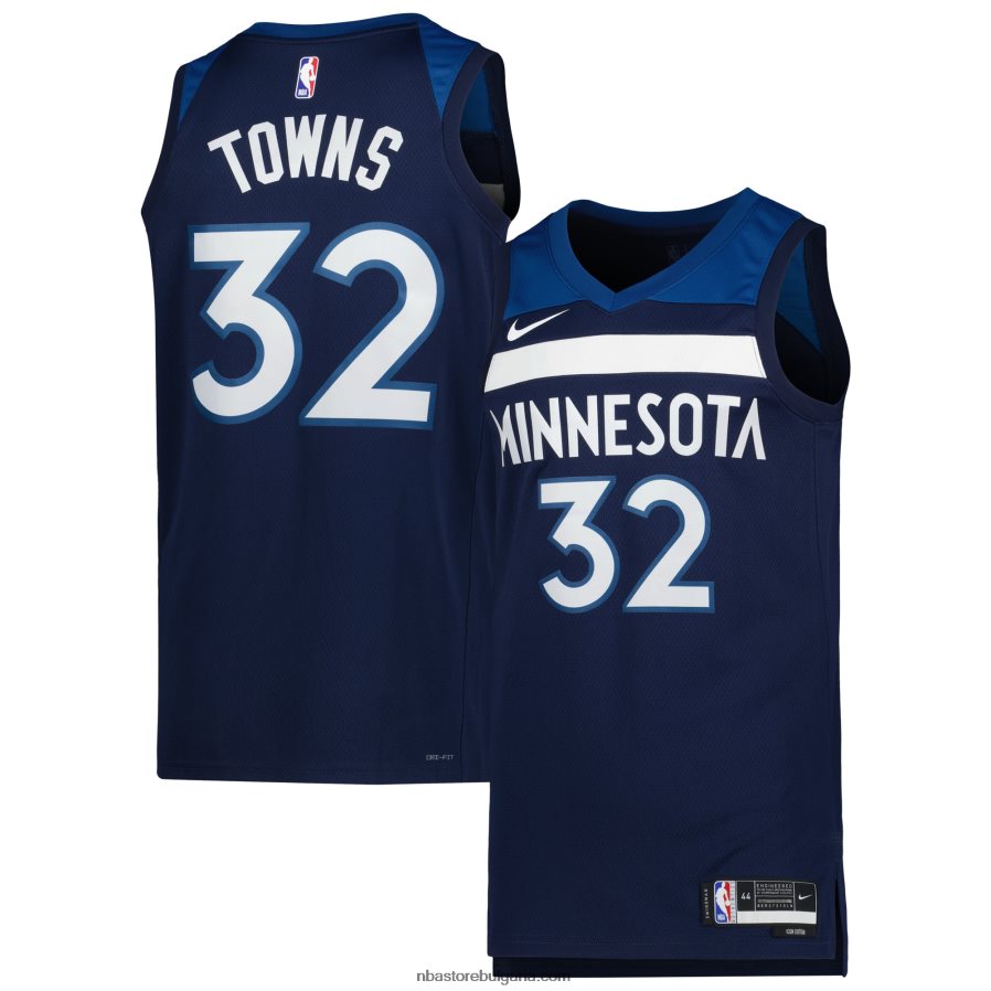 NBA JZ8F0214851 Минесота Тимбъруулвс Карл-Антъни Таунс Nike Navy Swingman Джърси