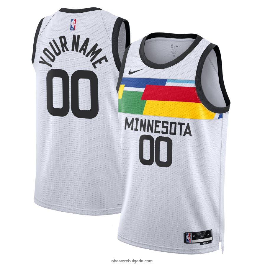NBA JZ8F022091 минесота тимбъруулвс nike бяла суингмен фланелка по поръчка
