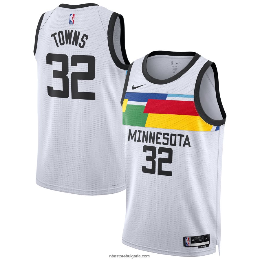 NBA JZ8F028114 минесота тимбъруулвс карл-антони таунс nike бяла фланелка swingman