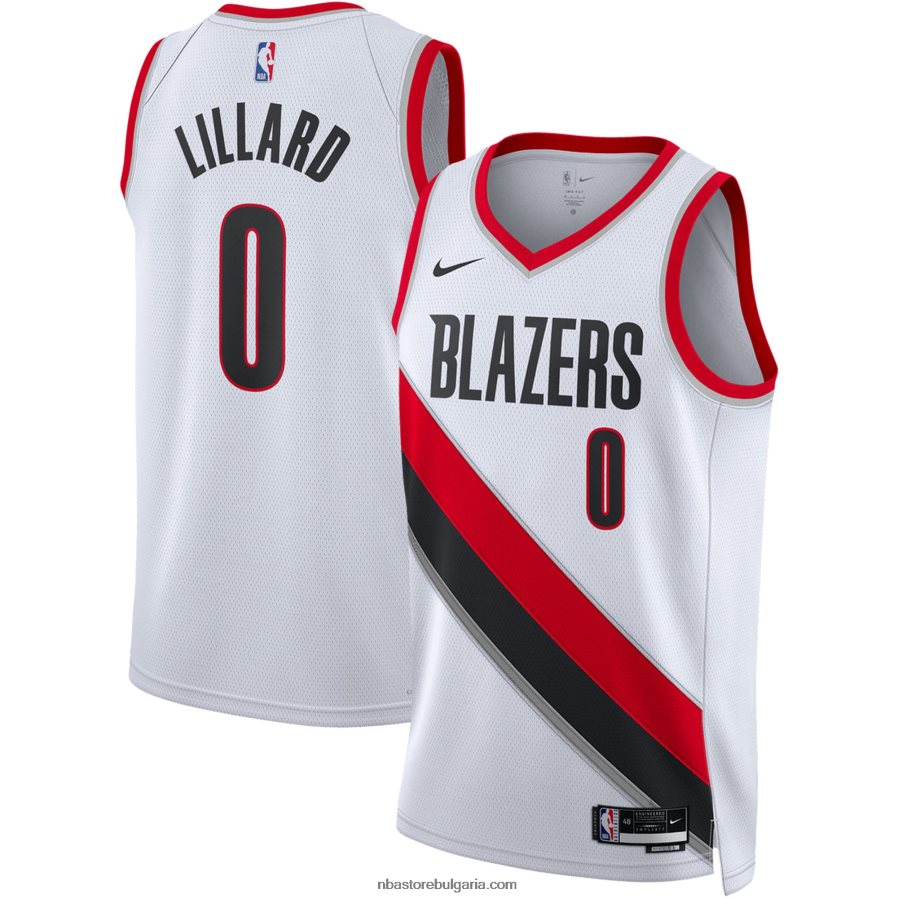 NBA JZ8F021394 portland trail blazers damian lillard nike бяла фланелка swingman