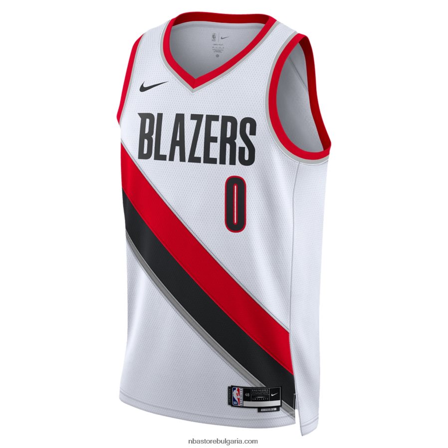 NBA JZ8F021394 portland trail blazers damian lillard nike бяла фланелка swingman