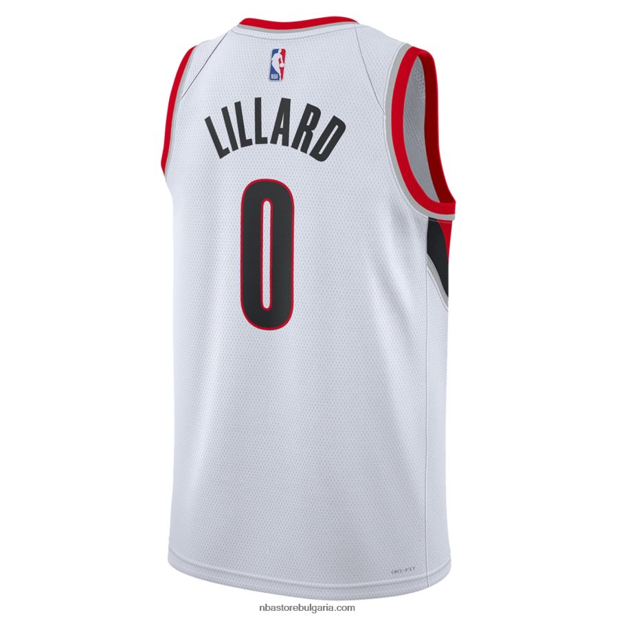 NBA JZ8F021394 portland trail blazers damian lillard nike бяла фланелка swingman