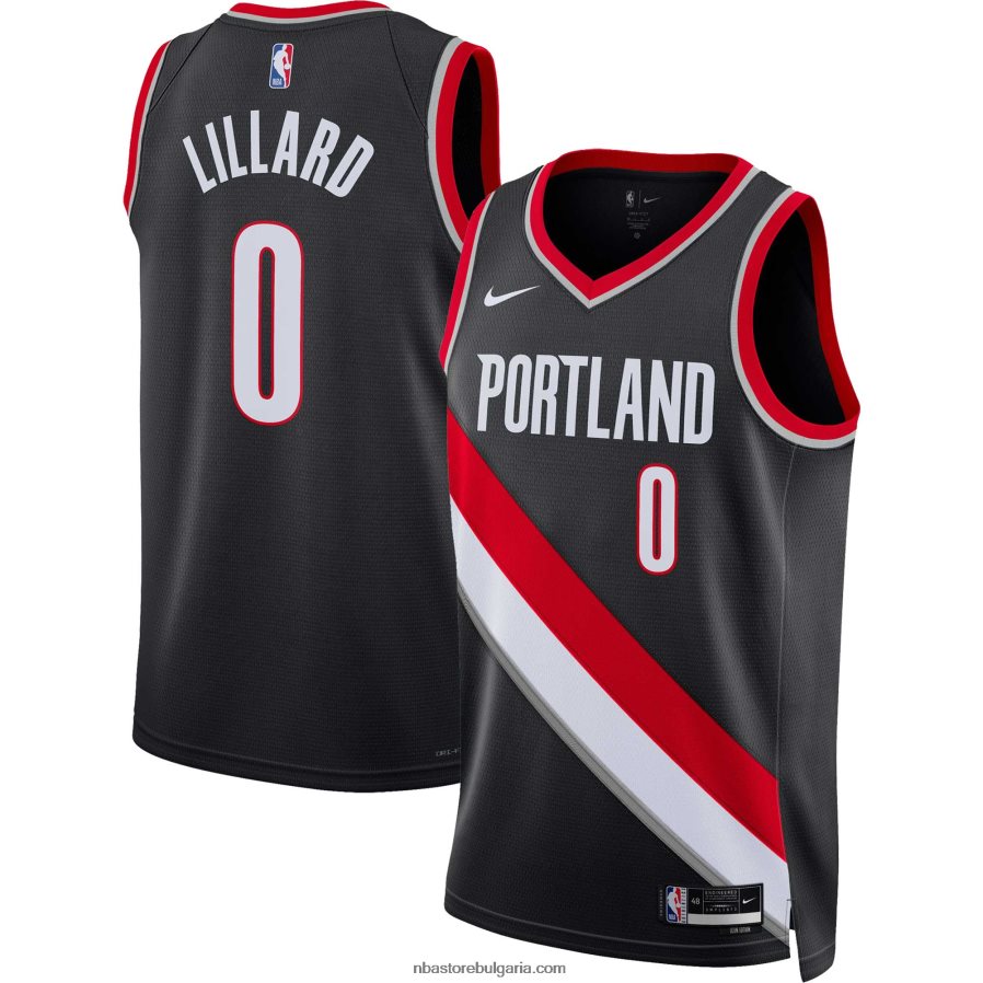 NBA JZ8F02172 portland trail blazers damian lillard nike black swingman jersey