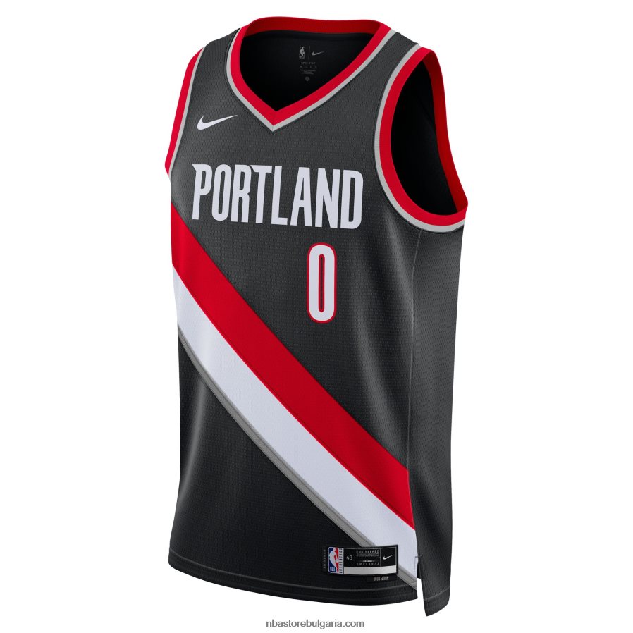 NBA JZ8F02172 portland trail blazers damian lillard nike black swingman jersey