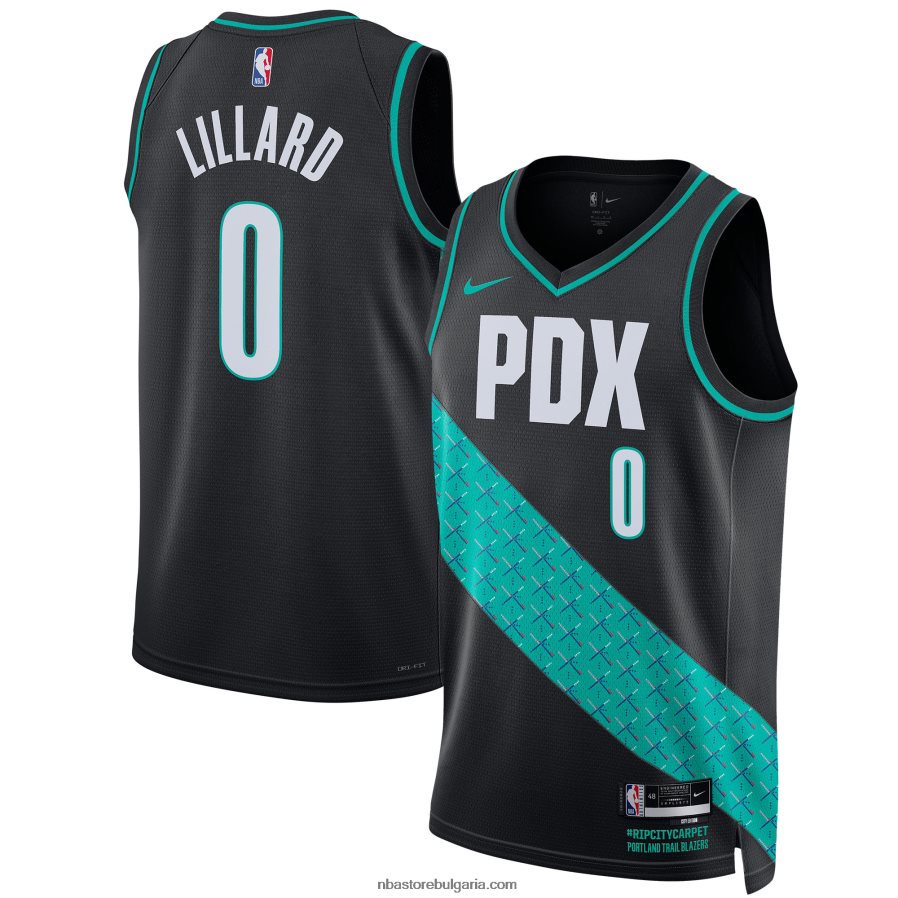 NBA JZ8F0239 portland trail blazers damian lillard nike black swingman jersey