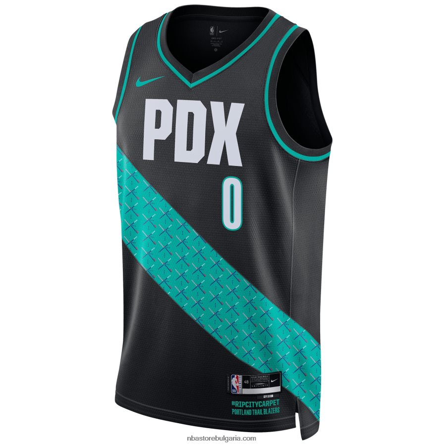 NBA JZ8F0239 portland trail blazers damian lillard nike black swingman jersey
