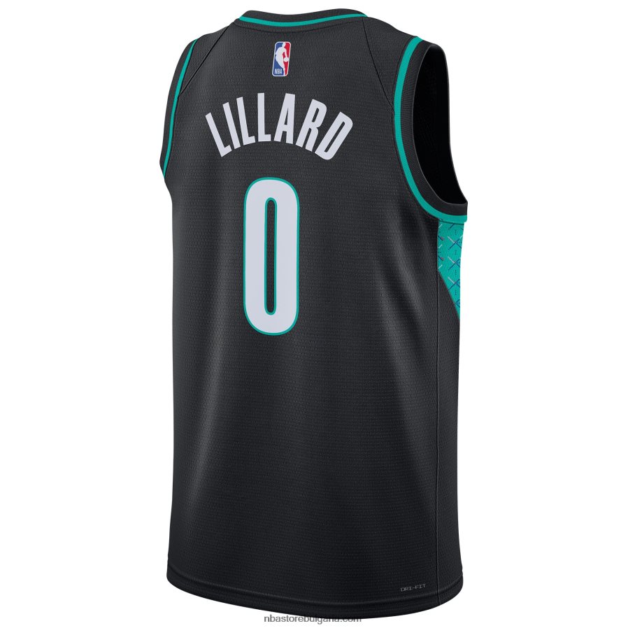 NBA JZ8F0239 portland trail blazers damian lillard nike black swingman jersey