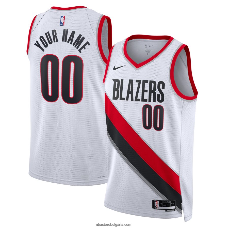 NBA JZ8F028747 портланд трейл блейзърс nike бяла фланелка swingman по поръчка