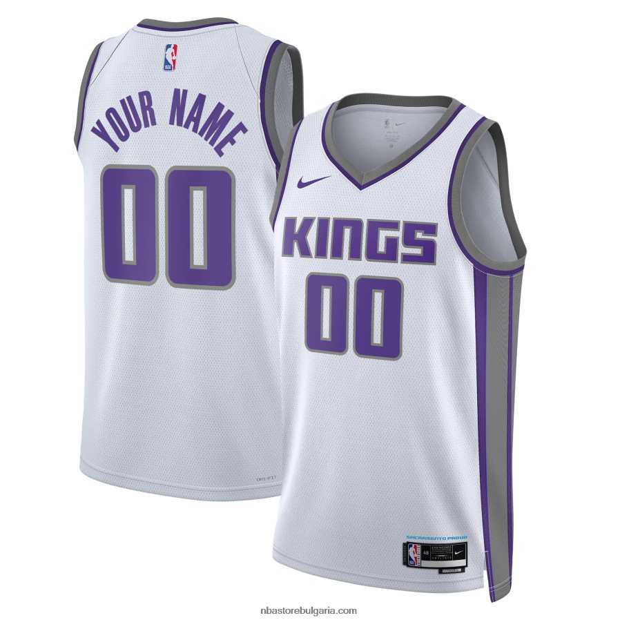 NBA JZ8F021225 sacramento kings nike white swingman персонализирана фланелка