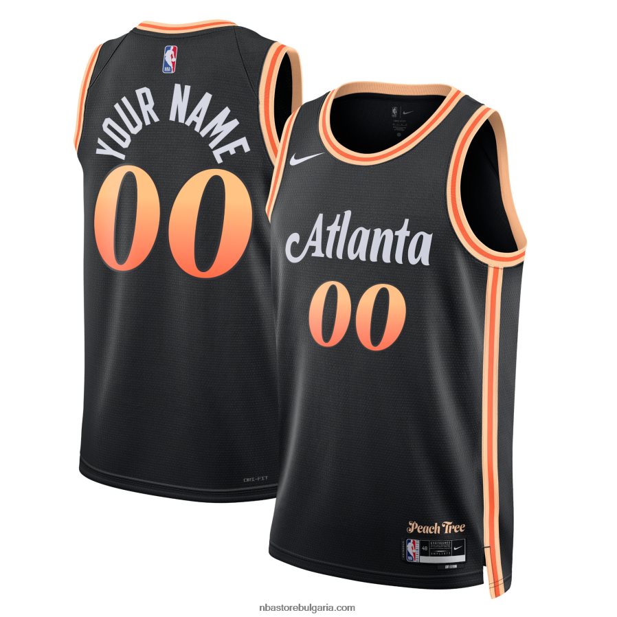 NBA JZ8F021453 атланта хоукс nike черна суингмен фланелка по поръчка