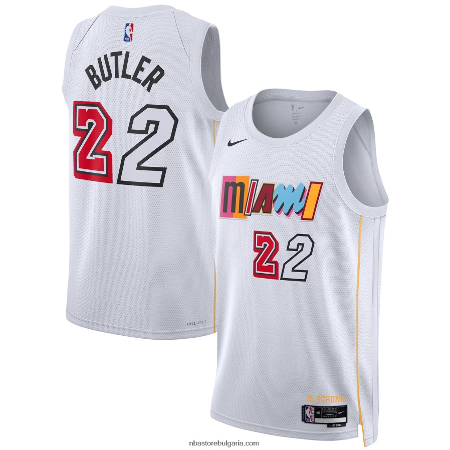 NBA JZ8F02122 miami heat jimmy butler nike бяла фланелка swingman