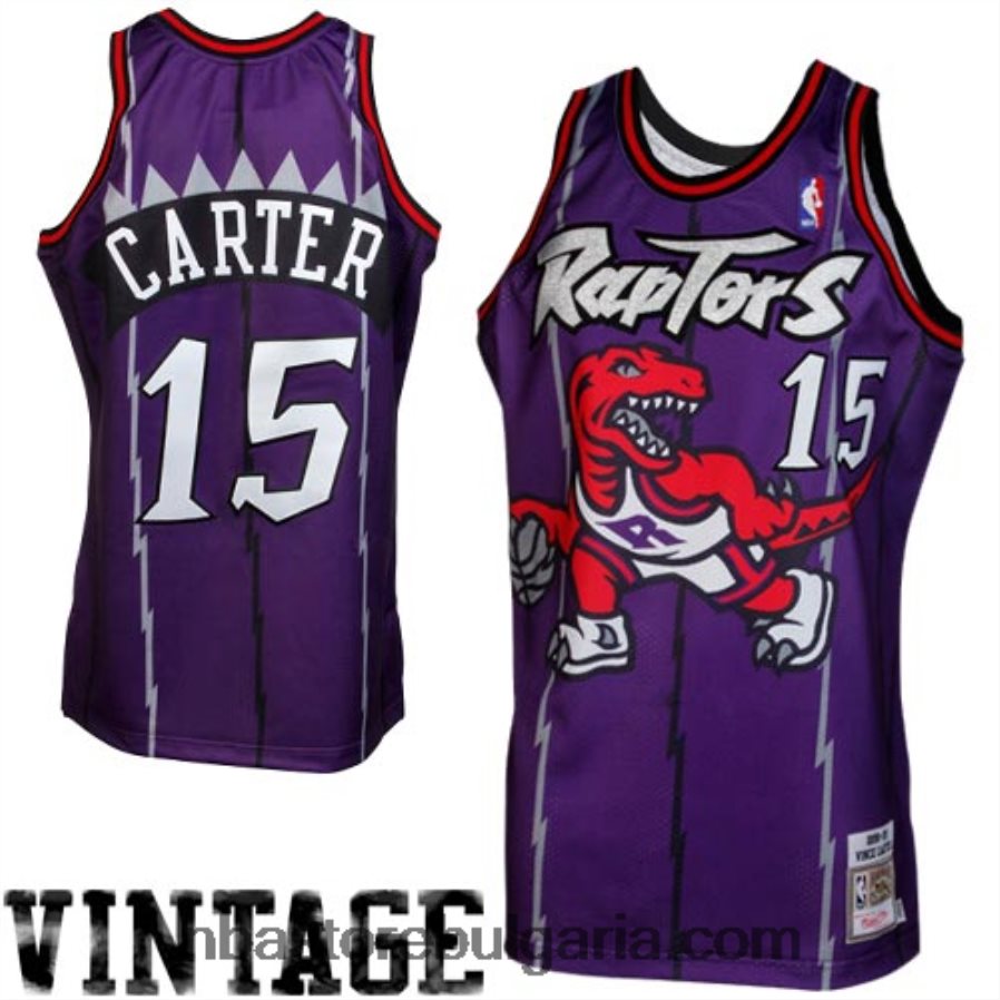 NBA JZ8F021830 mitchell & ness vince carter toronto rapters throwback автентична фланелка - лилаво