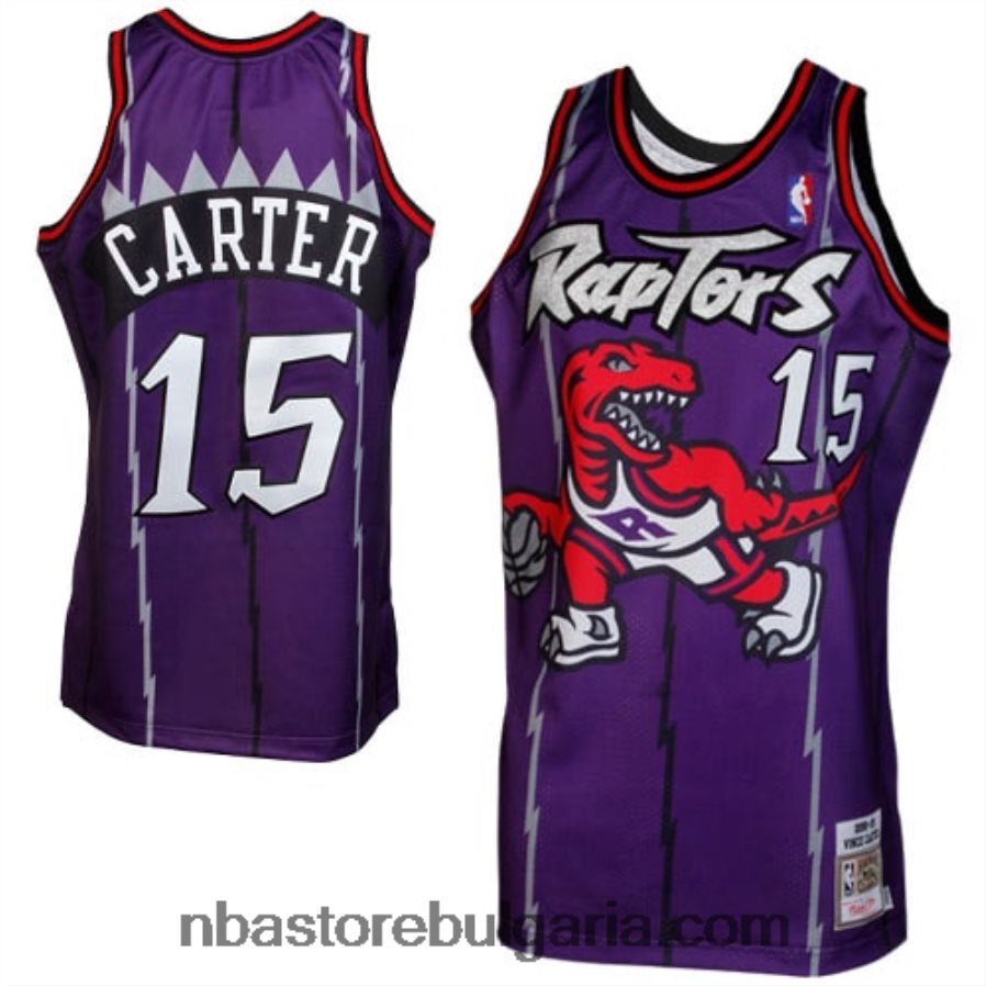 NBA JZ8F021830 mitchell & ness vince carter toronto rapters throwback автентична фланелка - лилаво