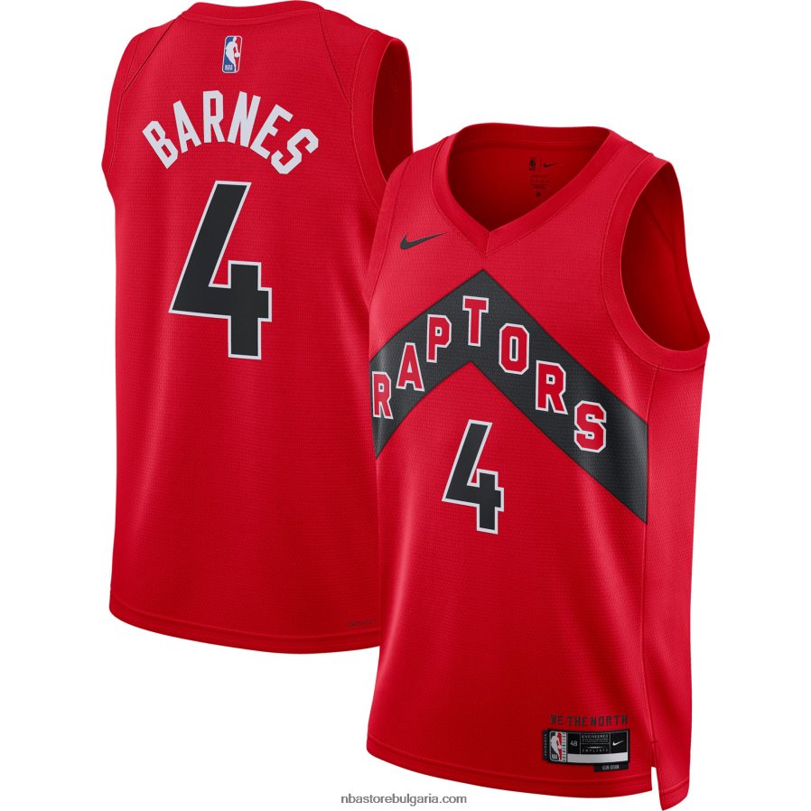 NBA JZ8F023790 Торонто Раптърс Скоти Барнс Nike Red Swingman Джърси