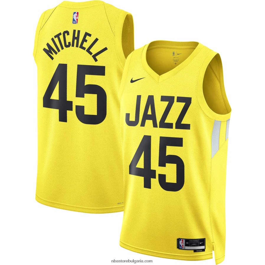 NBA JZ8F024222 Юта Джаз Донован Мичъл Nike Gold Swingman Джърси