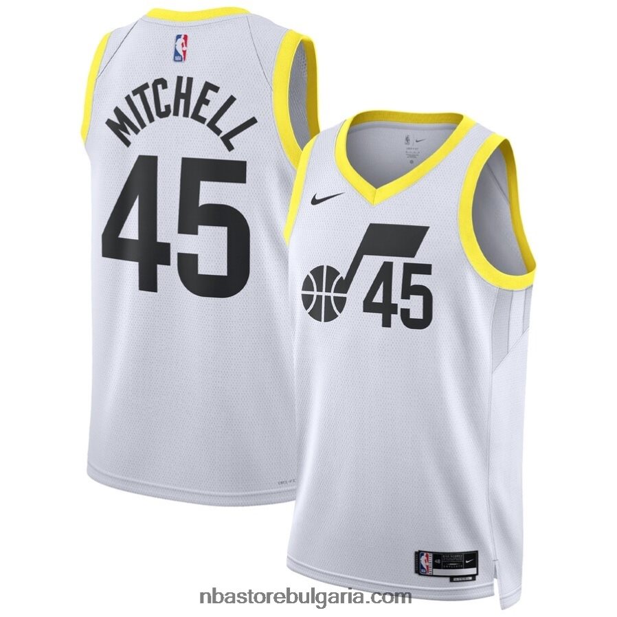 NBA JZ8F028897 юта джаз донован мичъл nike бяла фланелка swingman